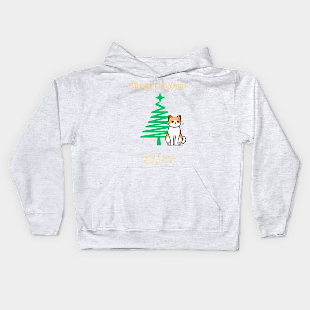 Meowy Christmas Kids Hoodie by Karma Kat Cafe & Rescue